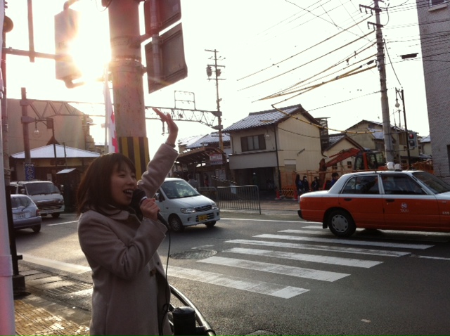 朝の街頭演説@ 太秦広隆寺